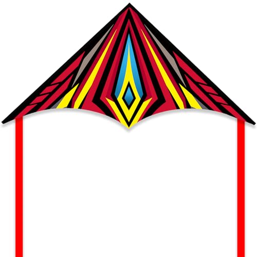 Delta Kites for Kids and Adults, Easy to Fly Kite, Beginner Kites for Kids Ages 4-8,Kite Handle and Line Included, (Red-A)