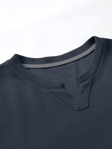 Image of TAGDO Men's Waffle Knitted V Neck|T Shirt for Man|Waffle|Cotton|Casual| Regular Fit Tees (2012)
