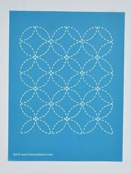 Hancy Creations 30678 Sashiko Stitch Wineglasses Full Line Stencils   