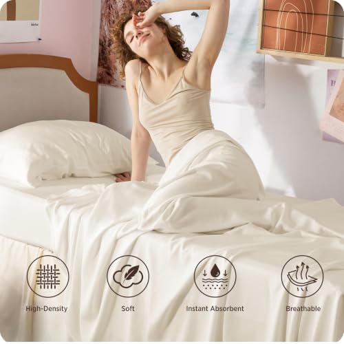 Image of Bedsure PureWoven 100% Rayon Derived from Bamboo, Twin XL Sheets, 3 Pieces