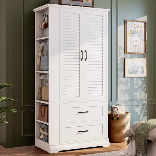IRONCK Armoire Wardrobe Closet, 70.87" H Wooden Bedroom Armoire with