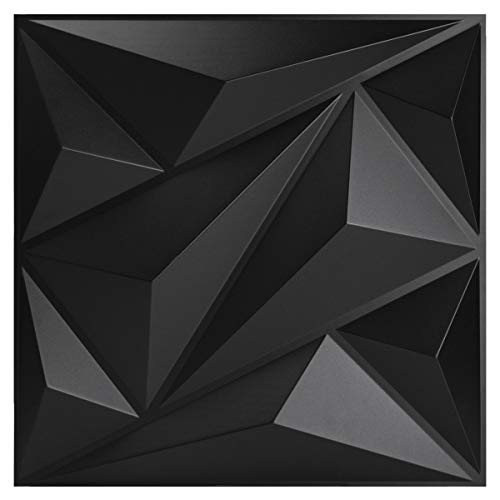 Art3dwallpanels 3D Wall Panels Diamond PVC, Black, 19.7" x 19.7" by Art3dwallpanels - Used condition - US$40.13