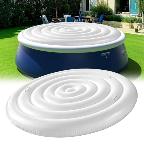 Copertura gonfiabile per vasca idromassaggio rotonda, 165 cm, a risparmio energetico, con manici, antipioggia, antistrappo, antivento, facile da montare e sgonfiare, copertura per piscina per esterni