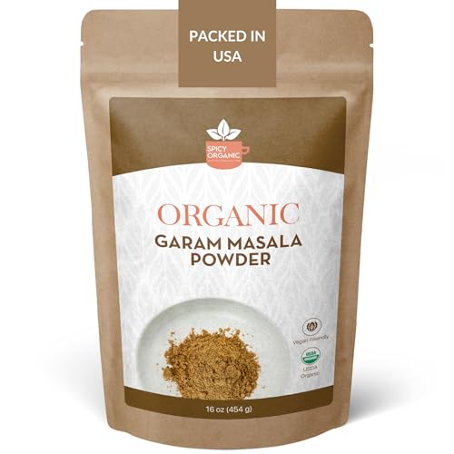 SPICY ORGANIC Garam Masala 16oz - Indian Spice Blend with Cardamom, Cinnamon & Cloves - All Natural, Non-GMO, Kosher, Vegan - Perfect Organic Seasoning for Biryani, Chaat, Tandoori Chicken Tikka