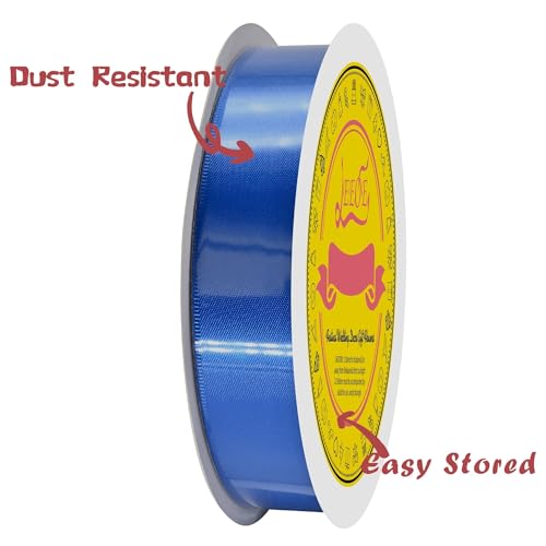 Image of Royal Blue Satin Ribbon 1 inch X 50 Yards Polyester Ribbon for Gift Wrapping Very Suitable for Weddings Party Hair Bow Invitation Decorations and More