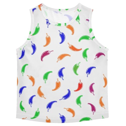 J JOYSAY Colorful Chili Pepper White Boys Tank Top Sleeveless Muscle Shirts Quick Dry Kids T-Shirts 3-15T