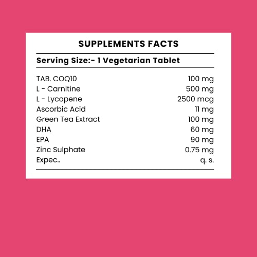 Image of Colyq10 Forte COQ10 Tablets I Coenzyme Q10 With L-Lycopene, Carnitine, Omega-3, Zinc Suplhate, Ascorbic Acid (10 Tablets * 1 Strips)