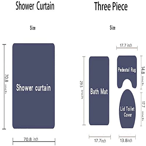 Yddsky Blue Rose Valentines 4 Pcs Shower Curtain Sets Non-Slip Rugs Bath Mat Toilet Cover U Shaped Mat Romantic Blue Bathroom Decor with 12 Hooks Valentines Day Bathroom Set by Yddsky - Image 5