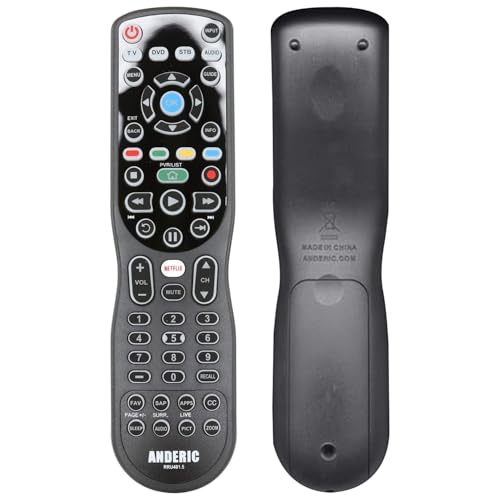 4-in-1, 4-Device IR Universal Remote Control with Macro, Learning, Backlit, Netflix Apps Keys for...