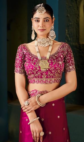 Image of DHARMEE Women's Silk Saree with Embroidered Blouse Piece, Traditional Parte Wear with Gold Border and Hand Work Lace Embellished, Solid /Plain, Applique, Woven, Bollywood Jimmy Jimmy, Satin Saree
