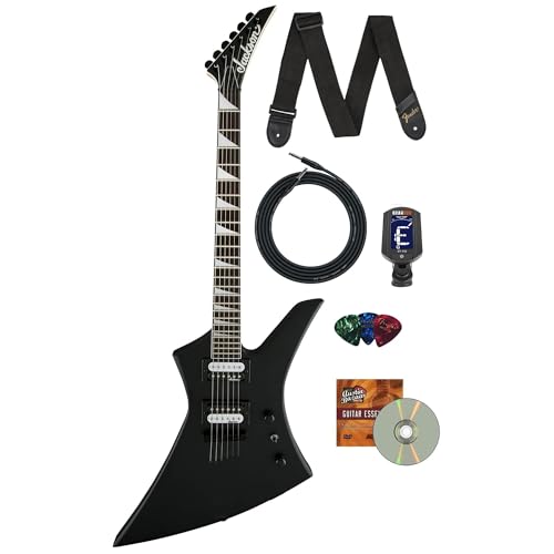 Jackson JS Series Kelly JS32T Electric Guitar Satin Black Bundle with with Cable, Strap, Tuner, Picks, and Austin Bazaar Instructional DVD