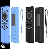 [Pack of 2] Remote Case for Samsung TV Remote 2023 New BN59-01432J BN59-01432A Protective Cover for Samsung Smart TV Solar Remote Shockproof Silicone Case Cover with Lanyard (Black+Glow Blue)