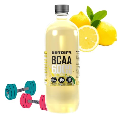 Nutrify BCAA Drink Citron 6 000 mg de boisson jetable de 500 ml avec 160 mg de caféine, booster de pré-entraînement, sans sucre