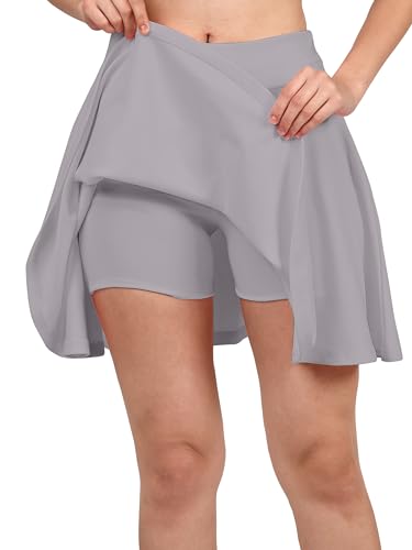 Image of Mehrang Spandex Women's Classic Stretchy All Time Trendy Skater Skirt with Attached Inner Shorts and Flared Inskirt