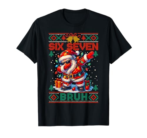 Bruh 67 Six Seven Santa Dabbing Christmas Meme Boys Kids T-Shirt