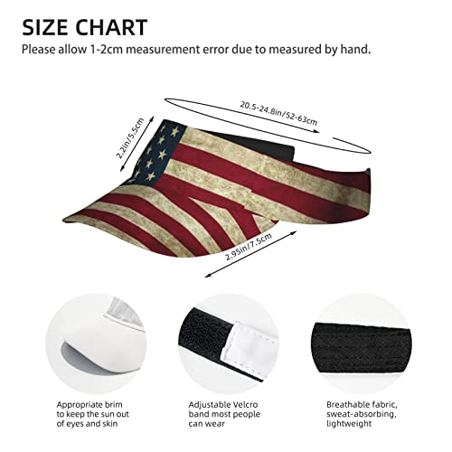 Logmor American Flag Patriotic Usa Pattern Sunscreen Visor Hats For Women & Men, Sport Empty Top Baseball Sun Cap, Tennis Visor, Golf Visor Black #TOP5