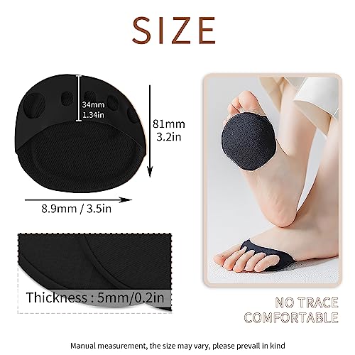 Image of 4 Pairs Ball of Foot Cushions Forefoot Pads for Women Heels Metatarsal Pads for Pain Relief Invisible Honeycomb Fabric Pads Toe Pads (4 Pairs Black)