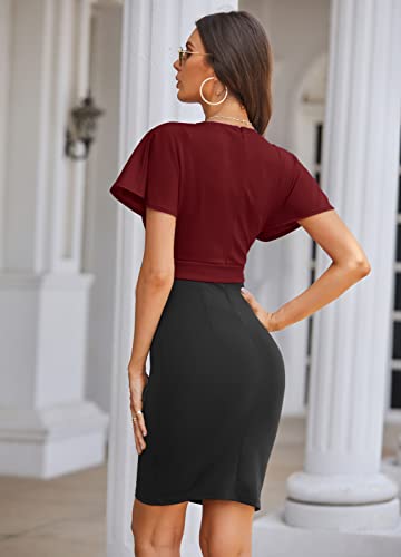 GRACE KARIN Women's Business Pencil Dress Short Sleeve Wedding Guest Office Work Dresses Cocktail Party3