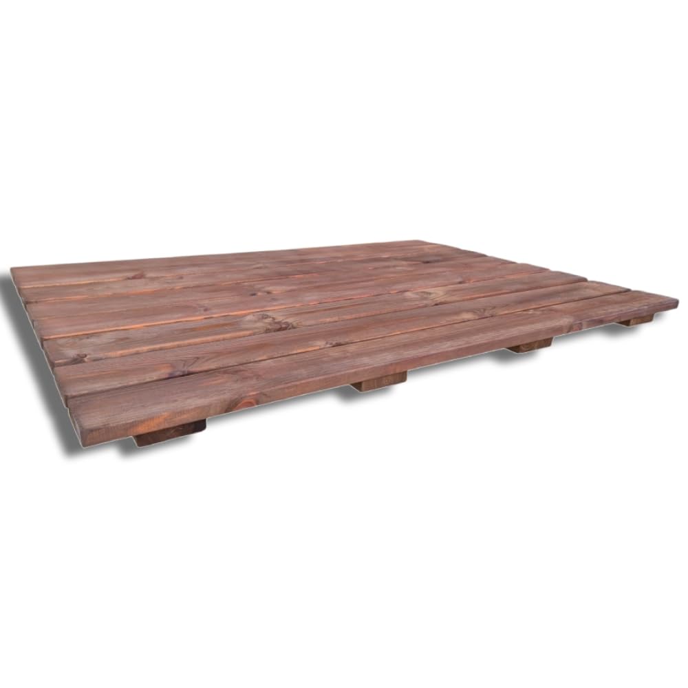 Pedana doccia antiscivolo 118x78 cm, in legno di pino impregnato, Colore Teak