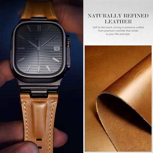 Image of Leather Band for Apple Watch Ultra 3 /Ultra 2 Bands 49mm 46mm 45mm 44mm, Top Genuine Leather Designer Replacement Strap for iWatch Ultra 3 2 1 SE series 11 10 9 8 7 6 5 4 3