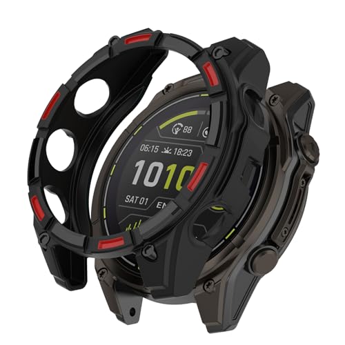 For Garmin Enduro 3 �P�[�X �V���R���� �J�o�[ YANMONGI �ی�P�[�X �ϏՌ� �S�ʕی� �Ռ��z�� �ȈՒ��E �y�� ���ϋv �ی�J�o�[ Garmin Enduro 3 �Ή�(�u���b�N���b�h�j