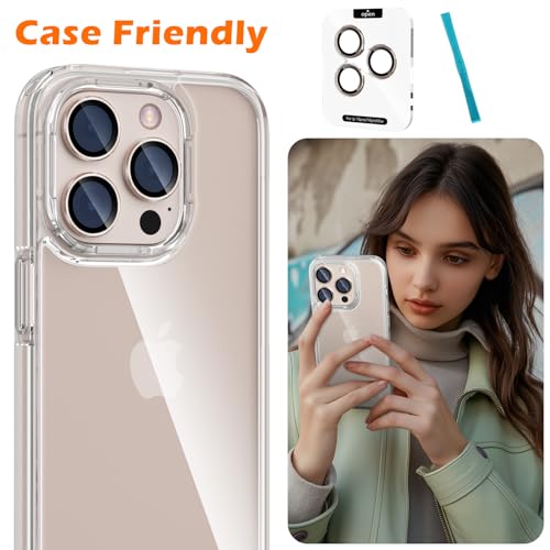 Image of imluckies For iPhone 16 Pro - iPhone 16 Pro Max Camera Protection, AR+AF Tempered Glass & 9H Anti-Scratch Metal Aluminium Alloy, HD Clear Camera Lens Protective Film - Desert Titanium