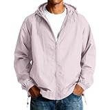 Regenjacke für Herren, wasserdicht, dünn, Windbreaker, Mantel, leicht, atmungsaktiv, Fahrrad, faltbar, Softshell-Jacken, schnell trocknend, Camping, Wandern, Angeln, Outdoor, Hellviolett, 4XL