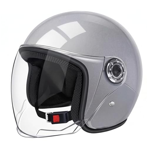 Casque de scooter pour hommes et femmes en gris avec protection multicouche
