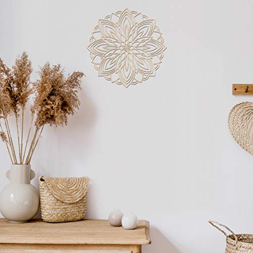 Ambesonne Mandala Wooden Wall Art, Eastern Vibes Oriental Flower Petals Design, Birch Wood Plywood Rustic Wall Art Accent For Hallway Bedroom Living Room Cafes And Offices, 11.4" X 11.4" X 0.1" #TOP2