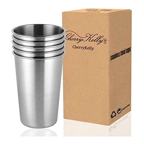 CherryKelly Edelstahl Tassen - Wiederverwendbare Metall Becher Cover