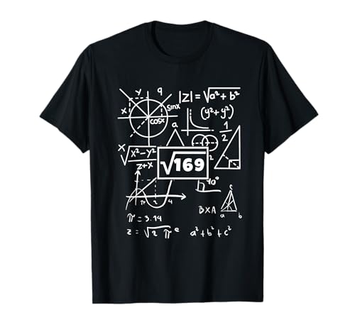 13th Birthday Square Root Of 169 13 Years Old Math T-Shirt