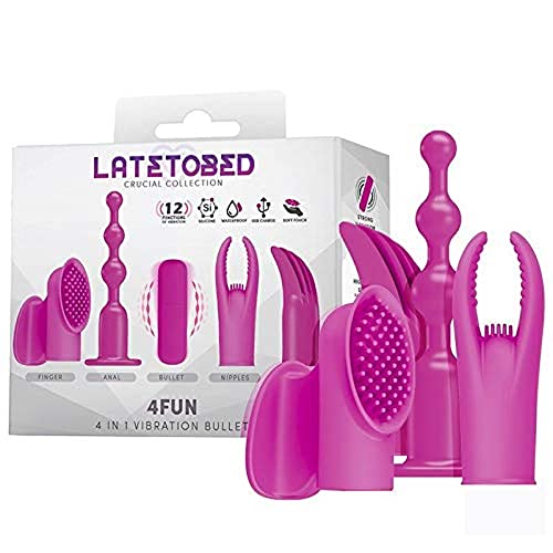 Œuf vibrant en silicone premium étanche et ses 4 accessoires de stimulation USB