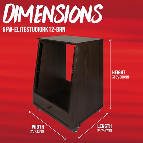 Gator Frameworks Elite Furniture Serie abgewinkeltes Studio-Rack mit feststellbaren Rollen, braun (GFW-ELITESTUDIORK12-BRN)