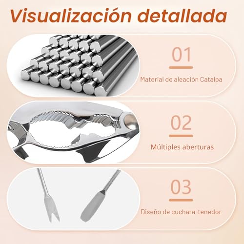 Miniatura 3 de Hugwait Cubiertos Marisco Acero Inoxidable, 2pcs Tenazas Marisco Y 8pcs Tenedores Acero Inoxidable Para Marisco, Pinzas Marisco Acero Inoxidable, Utensilios Marisco, Cubiertos Para Marisco