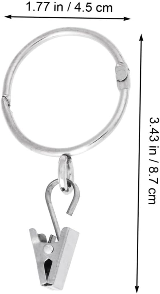 ORFOFE 24pcs Strong Metal Curtain Rings Clips Hooks for Shower Curtains Non-Open Ring Fit Roma Pole