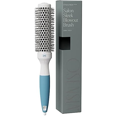Round Brush for Blow Drying - Extra Small Ceramic Thermal Ionic Roller Brush for Sleek, Salon Blowout - Lightweight Round Hair Brush for Precise Styling and Manageable Hair (Bristle 1.7in, Barrel 1in)