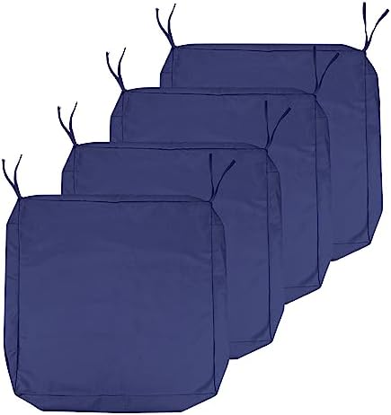 Szblnsm Outdoor Cushion Covers Replacement 19x19x3In, Patio & Sofa Cushion Covers with Handle & Adjustable Straps, Waterproof, Set of 4, Bavy Blue