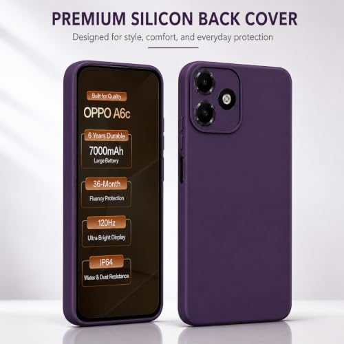 Image of FIRST MART Matte Silicone Back Cover for Oppo A6c - Purple
