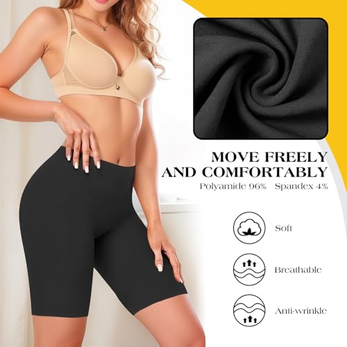 Image of ZENUTA Women 4 Pack Slip Short Under Dresses Underwear, Anti Chafing Seamless Cotton Shorts for Women Boy Shorts