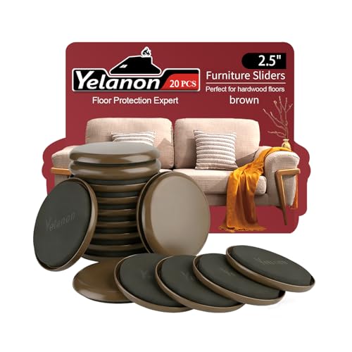 Furniture Sliders for Carpet 20 PCS 2.5" Furniture Moving Pads Yelanon