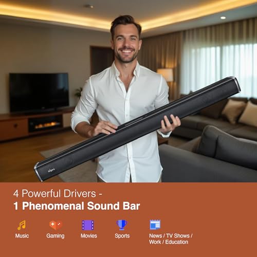 Image of FINGERS Octane-WM65 Multimedia Sound Bar with Powerful 65 Watts, Mic Input, Bluetooth, USB, AUX, Optical, HD Interface, Coaxial, Customised EQ Modes, Wall Mountable & Remote Control