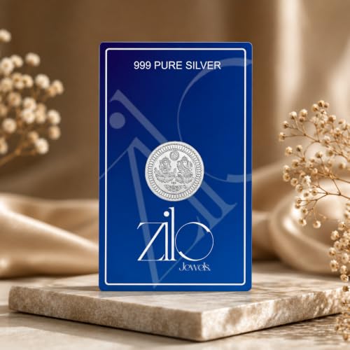 Image of ZILO JEWELS 5 Gram Pure Silver Coin | 999 Fine Silver | Laxmi Ganesh Coin | Ideal Gift for Mother, Sister, Wife, Brother | Perfect for Gift, Diwali, Dhanteras