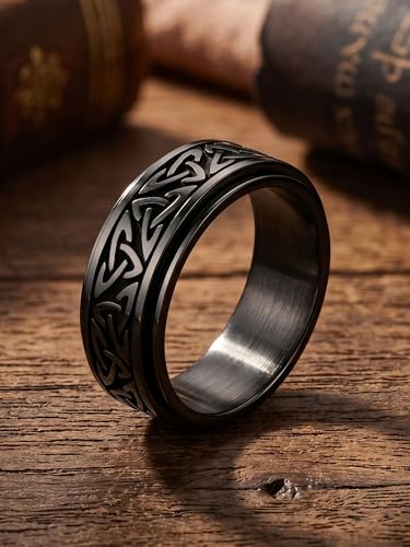 Image of Norse Code Collection Stainless Steel Rings For Men And Boys Anniversary Birthday Gifts