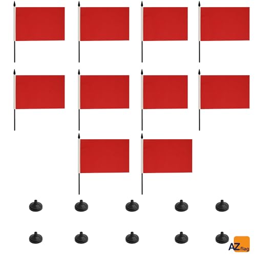 Drapeau de table rouge interruption de la course AZ FLAG 100% polyester avec socle noir résistant - 6