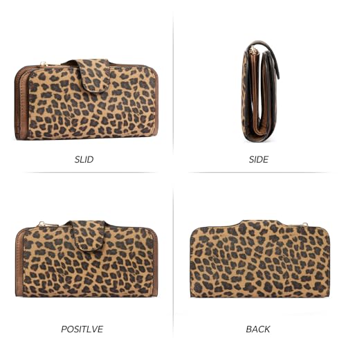 Image of CLUCI Wallet For Women PU Leather RFID Blocking Womens Wallet Bifold Card Holder with ID Window Gifts for Women Birthday, z Leopard, Large, Fashion