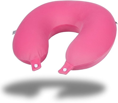 Travesseiro Para Viagem Almofada Nasa Almofada De Pescoço Com Botão, Almofada De Apoio Anatômica Para Avião, Carro E Ônibus, Descanso Confortável, Portátil E Macio (Sortida entre Rosa ou Roxo)