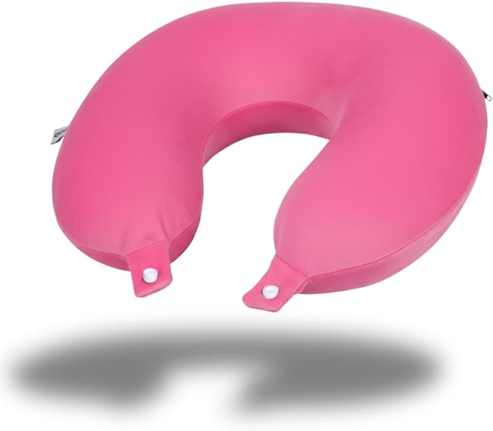 Travesseiro Para Viagem Almofada Nasa Almofada De Pescoço Com Botão, Almofada De Apoio Anatômica Para Avião, Carro E Ônibus, Descanso Confortável, Portátil E Macio (Sortida entre Rosa ou Roxo)