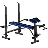 HOMCOM Banco de Musculación Multifuncional con Respaldo Ajustable Azul