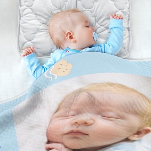 Custom Cute Baby Photo Cartoon Blue Boat Seagull Blanket for Baby Breathable para personalizados Bunny Baby Blanket with Name for Nursery Stroller Crib 30x40in cobijas para4