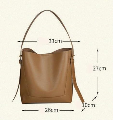 Image of Women's Trendy Tote Bag Vegan Leather Shoulder Crossbody Purse Large Bucket Handbag Soft Top Handle Satchel